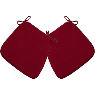QOEUIUJ Sitzkissen Stuhl 1/2/4er Set, Stuhlkissen 40x42/42×45 mit BäNdern Landhaus, Sitzpolster Stuhl Halbrund, rutschfest KüChenstuhl 3cm Dick(Rot,M 2pcs)