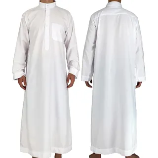 Aizuoni - Islamische Herrenbekleidung Thobe | Lässiger Fester Saudi-arabischer Thobe Für Herren - Kaftan Casual Arab Kaftan Kleidung Herren Islamische Kostüm