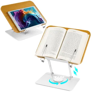 Zouway Buchständer Holz, Book Stand Kinder Höhen und Winkelverstellbar, Kochbuchhalter Faltbar, Buchhalter Leseständer für Büro, Küche, Schule, Lehrbuch, Rezept, Zeitschrift, Kindle, Tablet