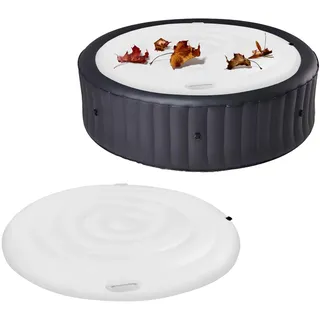 Whirlpool Abdeckung Rund 160 cm, Poolabdeckung Aufblasbar mit Griff, Thermoabdeckung Whirlpool im Freien mit Inflations und Deflationsventil Winddicht Regendicht für 3-5 Personen (Rund 160cm)