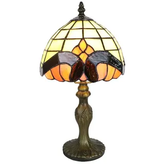 Tokira Milchig Tiffany Tischlampe, E14 DIY Klein Glasmalerei Vintage, Kinderzimmer Deco Nachtlicht, Jugendstil Nachttischlampe im Schlafzimmer (ohne Glühbirnen)