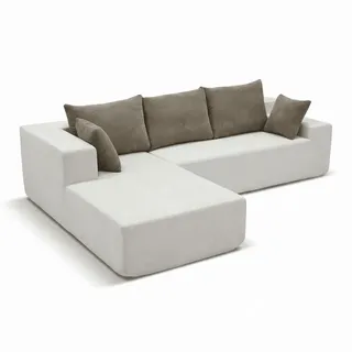 Coco Living Ecksofa, Weiß, Braun, Textil, 3-Sitzer, 267x175 cm, Wohnzimmer, Sofas & Couches, Wohnlandschaften, Ecksofas