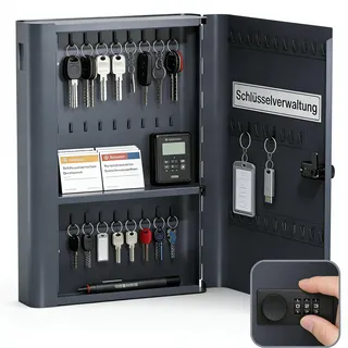 Zedelmaier 60 Fächern Schlüsselschrank mit Zahlenschloss Schlüsselkasten Abschließbarer Schlüsselsafe Wandmontierte Schlüsselbox zur Aufbewahrung von Geschäfts- und Büroschlüsseln