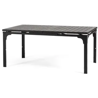SIEDITI FUORI E DENTRO Gartentisch ausziehbar 180/240 x 90 cm mit Stahlbeinen und Tischplatte aus Polyethylen in Holzoptik für bis zu 10 Personen Thomas XL (Anthrazit)