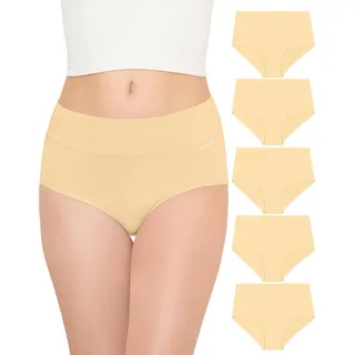 TANSTC Unterhosen Damen Baumwolle Unterwäsche Frauen Slip Große Größen Damen-Unterhosen High Waist Damenunterwäsche Taillenslip, Hautfarbe 5er Pack 4XL - 4XL