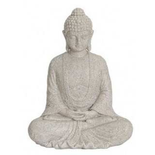 G. Wurm Dekofigur, Buddha Figur meditierend 25cm in ALTWEISS, Deko Artikel für Garten & Haus, Buddha-Skulptur, Wohnaccessoire ideal als Geschenk, schöne Thai Statue, tolle Geschenkidee weiß
