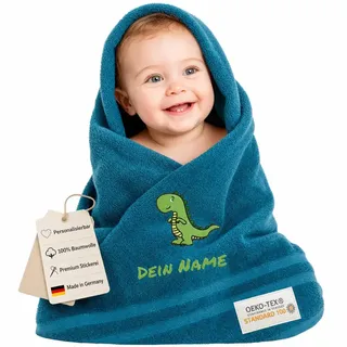 my STITCHERY Kinderhandtuch mit Namen Bestickt, Oeko-TEX® Standard 100 - Personalisiertes Handtuch für Kinder aus nachhaltiger Baumwolle mit gesticktem Namen und Motiv (50 x 100 cm, Petrol)