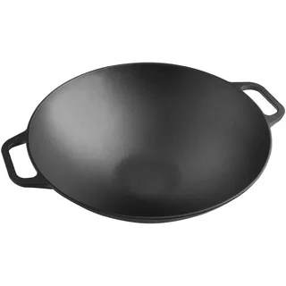 Victoria Emaillierte Gusseisen Wok Pfanne Induction 35,5cm Bratpfanne Geeignet für Feuer, Grill, Backofen, Glaskeramikkochfeld, Gas, Cast Iron Skillet, Toxic Free Kochgeschirr ohne PTFE oder PFOA