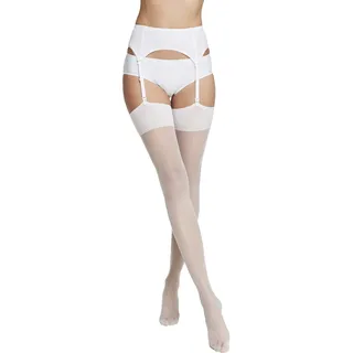 VENEZIANA NUOVA Strapsstrümpfe Damen 15 DEN, Stockings Für Strumpfhalter, Elegante Nylonstrümpfe Damen Matt Transparent Mit Verstärkter Spitze, Feinstrümpfe Made in Italy - S