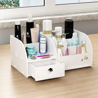 Make-up Organizer mit Schubladen, Kosmetik Aufbewahrung, Weiß, 28x19x14 cm