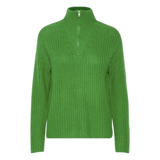 b.young Strickpullover Grobstrick Pullover Troyer Sweater mit Reißverschluss Kragen 6677 in Grün grün|schwarz S (36)