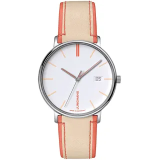 JUNGHANS Damenuhr Form Quarz Beige/Pfirsichfarben