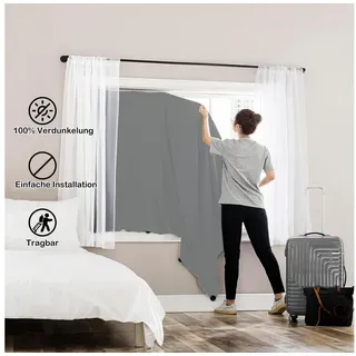 Verdunklungsrollo Tragbarer Fenstervorhang 100 % Verdunkelungsvorhang mit Saugnäpfen, Jibenhome, mit Klettverschlüssen für Kinderzimmer, Wohnzimmer, Schlafzimmer