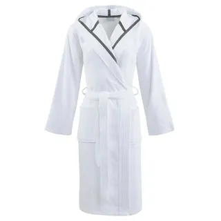 Carl Ross Unisex-Bademantel 41310, Midilänge, Walkfrottier, Kapuze, Gürtel, Midilänge weiß S