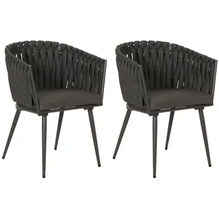 Mendler HWC-N38 Aluminium-Gartenstuhl 61 x 61 x 82 cm anthrazit 2 St.