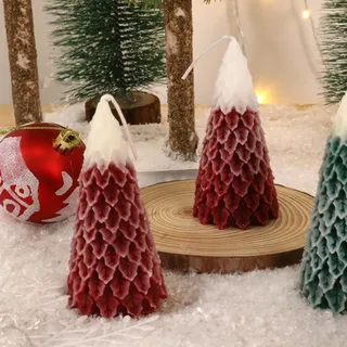 [weihnachtsschmuck] + [umweltfreundliche Kerze] + [schneebaum] Duftkerze Mit Tannenduft Aus Pflanzenwachs, 4,5 X 4,5 X 10 Cm, Grün Und Rot
