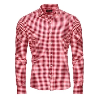 Reslad Businesshemd Reslad Herren Hemd Vichy Karomuster Langarmhemd RS-7007 kariertes Freizeithemd Karohemd rot M