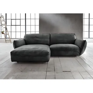 BeType Ecksofa "Be Type Be Chilled, Mega Sofa, Bezug: hochwertiges Anilinleder, L-Form", schwarz, B:260cm H:85cm T:180cm, AnilinLEDER Pallino gewachst (echtes Rindsleder) Das von südamerikanischen Rindern stammende Anilinleder wird in Fässern gefärbt.
