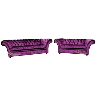 JVmoebel Chesterfield-Sofa, Chesterfield 3+2 Sitzer Garnitur Sofa Couch lila