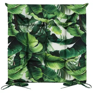 Eurofirany Stuhlkissen Wasserfeste Gartenkissen Gesteppte Punkte Einfarbig Gemustert 40x40 cm, Wasserdichte Sitzkissen Outdoor Kissen mit Schnürsenkeln grün
