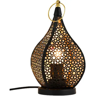 Marrakesch Tischlampe Nachttischlampe 27cm groß | Orientalische Deko Lampe Stehlampe im Wohnzimmer Schlafzimmer & Kinderzimmer | Marokkanische Tischleuchte Bamako schwarz aus Metall mit E27 Fassung