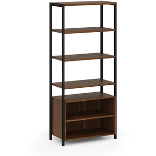 HOME OFFICE Regalwand mit Regalschrank, schwarz/Walnuss