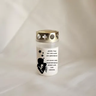 Grabkerze mit Text - Sternenkind #3 weiß - Trauer - Grabschmuck - Grablicht mit Text - Sternenkinder - Verschönerung der Ruhestätte