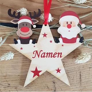 Christbaumkugel mit Namen - Personalisierte Weihnachtskugel Holz mit Name. Personalisiertes Geschenk. Inklusive Farbband zum Aufhängen – Weihnachtsbaumkugeln DSEtPN-DE