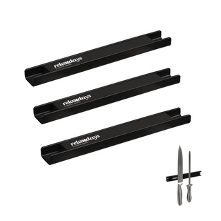 Relaxdays Magnetleiste 3er Set, je 20 cm lang, Stahl, Messerhalter für Werkzeug & Messer, an die Wand Schrauben, schwarz