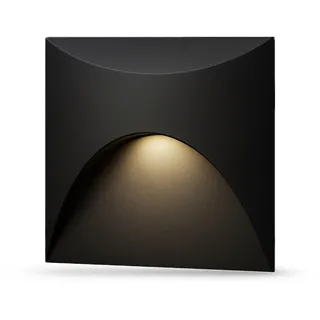 lambado® LED Treppenbeleuchtung Schwarz für Innen & Aussen | IP65 Wasserschutz | 230V Unterputz Treppenlicht 3W Warmweiss | Wandeinbauleuchte für Treppen | Treppenstufenbeleuchtung