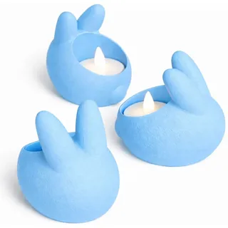 Osterhasen-kerzenhalter, Blau, 3er-set, Für Led-teelichter
