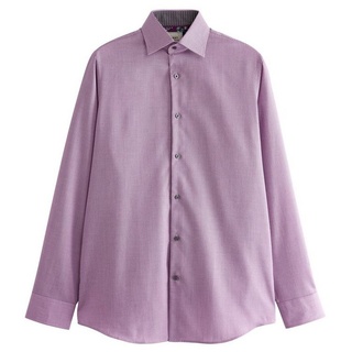 Next Langarmhemd Strukturiertes Hemd mit Besatz (1-tlg) rosa 38 (Normallänge)