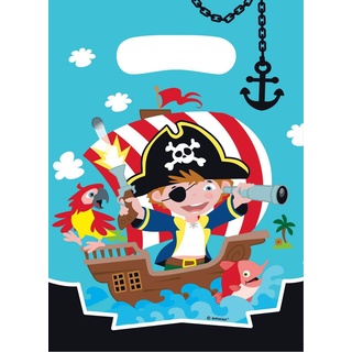 Amscan 9902125 - Partytüten Pirat, 8 Stück, 23,5 x 16,5 cm, Mitgebsel, Kindergeburtstag