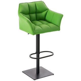TPFLiving Barhocker Damaso (mit Rückenlehne und Fußstütze - Hocker für Theke & Küche), 360° drehbar - Metall schwarz matt - Sitzfläche: Kunstleder Grün grün