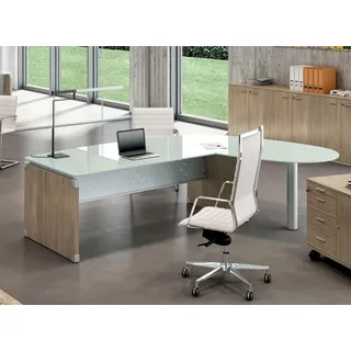 Bürotisch Schreibtischplatte Glas über Eck Tymmo