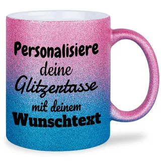 glitzertassen.de® | Personalisiert mit deinem Wunschtext | Tasse mit Glitzer | Geschenkidee | Geburtstag | Kaffeetasse | lustige Sprüche | Keramik | 330 ml | Roséblau