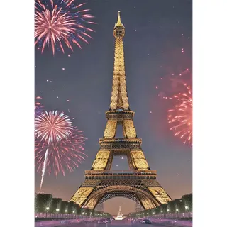DCIDBEI Diamond Painting Eiffelturm Feuerwerk 40x50cm DIY Diamant Gemälde Groß Malen nach Zahlen Paris Eiffelturm Diamond Painting Bilder Groß Diamant Malerei Basteln Landschaft Paris Bastille Day