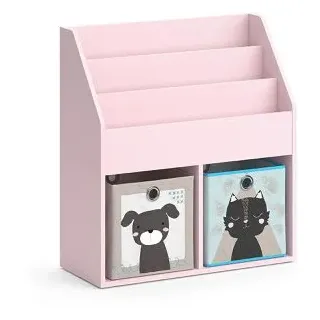 Vicco Bücherregal Luigi, rosa, mit 2 Faltboxen, Kinderregal aus Holz, 5 Fächer, 72 x 79 x 31cm