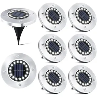 16 LED Solarlampe für draußen, 8 Stück Solarstrahler Garten Einbauleuchte IP65 Wasserdicht Straßenlaterne für Gehweg Weg Terrasse Innenhof Unt...