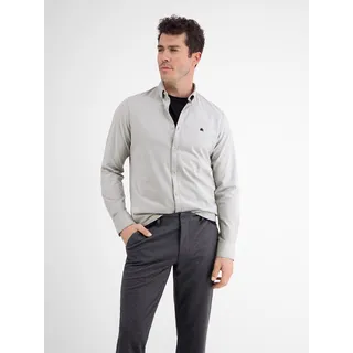 Langarmhemd LERROS "LERROS Unifarbenes Oxfordhemd" Gr. L, Normalgrößen, grau (platinum grey) Herren Hemden Langarm