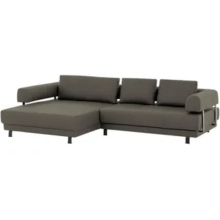 Stylife Ecksofa, Grau, Metall, Echtleder, Dickleder, 3-Sitzer, Füllung: Polyurethan (Pur), Ottomane links, L-Form, 307x188 cm, Goldenes M, Typenauswahl, Fußauswahl, Lederauswahl, Stoffauswahl, seitenverkehrt erhältlich, Hocker Rücken echt, individuell planbar, Wohnzimmer, Sofas & Couches, Wohnlandschaften, Ecksofas