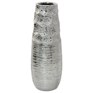 Gestreifte Blumenvase, 30 cm hoch, silberne Noppen, Keramikvase, moderne Heimdekoration