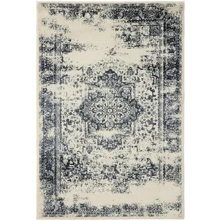 benuta Suki Kurzflorteppich 60 x 120 cm Blau/Weiß