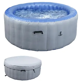Mendler Whirlpool HWC-N97 In-/Outdoor aufblasbar PVC laminiert - grau-blau | Ersatz-Pool, 4 Personen, rund Ø180cm