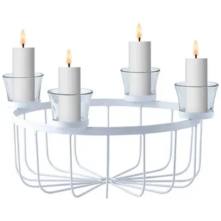 Marrakesch Orient & Mediterran Interior Adventskranz Moderne Deko Adventskranz Kerzenständer Weihnachtsdeko Usha Weiß, Handarbeit weiß