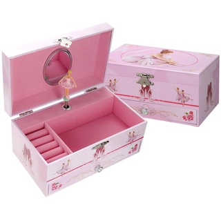 TAOPU Süßes Musikalische Schmuckkästchen mit herausziehbarer Schublade und tanzender Ballerina Spieluhr für Mädchen