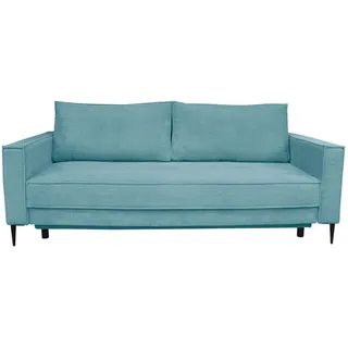 Carryhome Schlafsofa, Türkis, Metall, 2-Sitzer, Füllung: Schaumstoff, 222x93x98 cm, Liegefunktion, Rücken echt, haustierfreundlicher Bezug, Wohnzimmer, Sofas & Couches, Schlafsofas, Schlafsofas mit Bettkasten