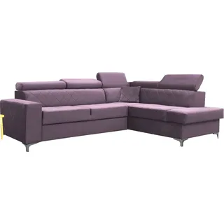 BETTSO Schlafcouch mit Bettkasten Ecksofa mit Schlaffunktion Sofa mit Relaxfunktion und Kopfstützen Couch L Form Eckcouch Wohnlandschaft VIVIENNE ... - Rosa