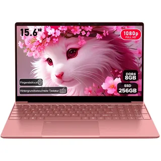 Molegar 2026 Laptop Computer Notebook,15.6" IPS FHD Display,Celeron N5100(Beats N4120/5205U CPU),WiFi5,BT5.0,USB3.0,Beleuchtete Tastatur,Fingerprint für Business Home Office und Studenten