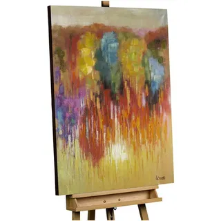 Kunstloft Acrylbild, Mehrfarbig, Gelb, Rot, Orange, Grün, Blau, Violett, Textil, Holz, Rechteckig, 75x100 cm, Handmade Quality, handgemalt, Bilder und Zubehör, Wandbilder, Leinwandbilder
